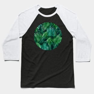 Green Exotic Forest Leaves Baseball T-Shirt